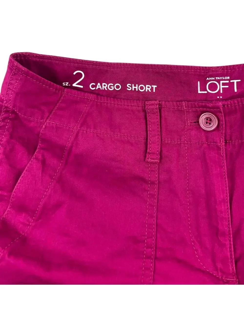 Ann Taylor LOFT Magenta Boyfriend Cargo Shorts